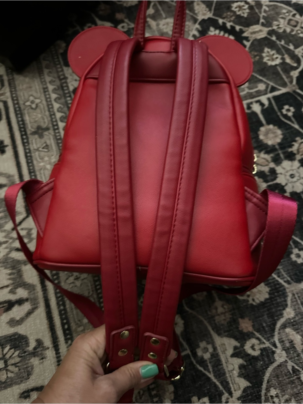 Disney loungefly Red Minnie Bow Mini Backpack with Gold Hardware - Picture 4 of 10